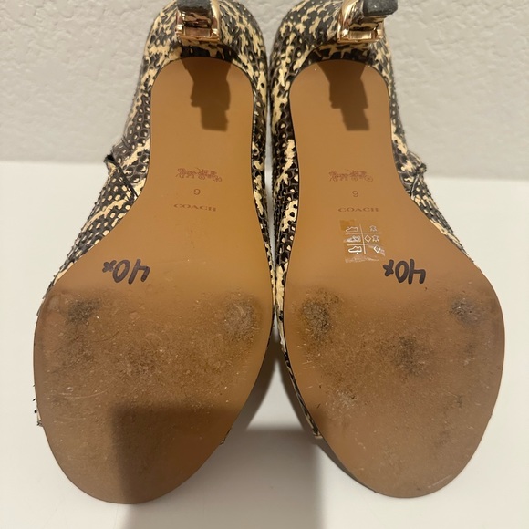 COACH Remi Snakeskin Natural Tan and Black High Heel Ankle Boots Booties Size 9 - Picture 12 of 14